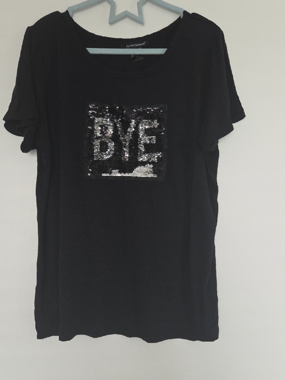 Black Sequin "BYE" Graphic Tee